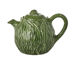 RICE ceramic teapot 1.6 L, Embossed kale design Green Best