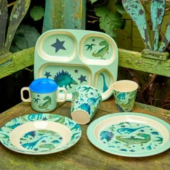 RICE children's bowl melamine Ø20 cm, Dinosaurs BlueGreen Sale