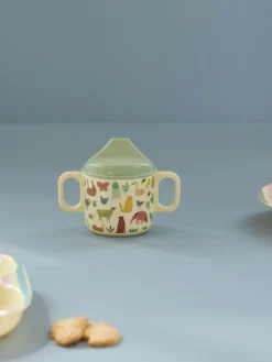RICE children's mug with two handles 20 cl, Sweet Jungle Print-Cream White New