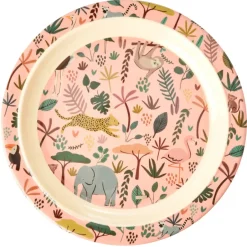 RICE children's plate Jungle animals, coral-multi Pink Online