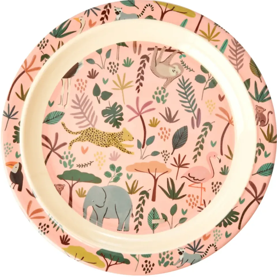 RICE children's plate Jungle animals, coral-multi Pink Online
