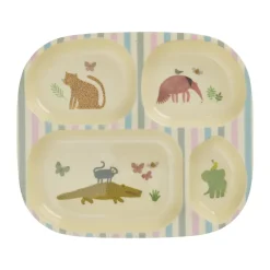 RICE children's plate melamine 4 compartments, Sweet Jungle Print Multi Discount