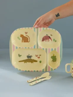 RICE children's plate melamine 4 compartments, Sweet Jungle Print Multi Discount