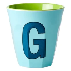 RICE melamin cup medium letter - G 30 cl, Mint BlueGreen Sale