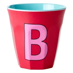 RICE melamin cup medium letter - B 30 cl, Red kiss PinkRed Clearance