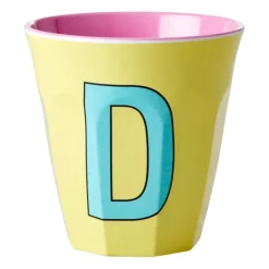 RICE melamin cup medium letter - D 30 cl, Yellow YellowPink