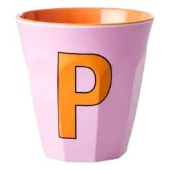RICE melamin cup medium letter - P 30 cl, Pink PinkOrange Best