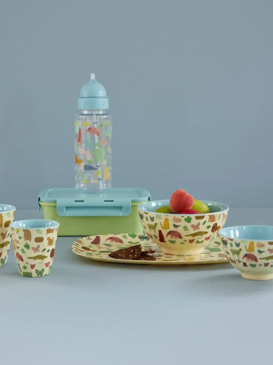 RICE melamine bowl small, Sweet Jungle Print-Soft Blue Hot