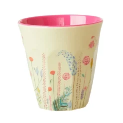 RICE melamine cup medium, Summer flowers PinkYellow New