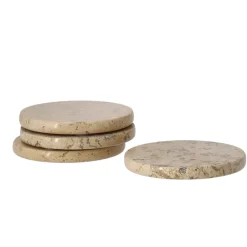 Scandi Living Ridge glass coasters Ø10 cm 4-pack, Marble Brown Sale