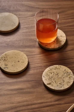Scandi Living Ridge glass coasters Ø10 cm 4-pack, Marble Brown Sale