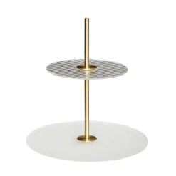 Hübsch Ripple cake stand Ø30 cm, Glass-metal-frosted-clear-brass Silver-coloured Online