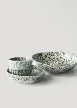 Tell Me More Rivoli salladsbowl medium Ø30 cm, Green splatter WhiteGreen Outlet