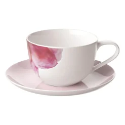 Villeroy & Boch Rose Garden cup with saucer, Pink- White Discount