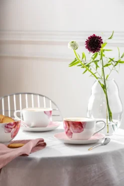 Villeroy & Boch Rose Garden cup with saucer, Pink- White Discount