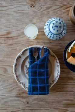 Fine Little Day Rutig jacquardvävd servett 2-pack, Blue-black BlueBlack New