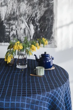 Fine Little Day Rutig jacquard-woven table cloth 147x147 cm, Blue-black BlueBlack Discount