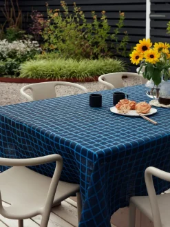 Fine Little Day Rutig jacquard-woven table cloth 147x147 cm, Blue-black BlueBlack Discount