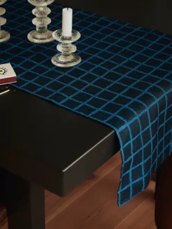 Fine Little Day Rutig jacquard-woven table runner 45x150 cm, Blue-black BlueBlack Clearance
