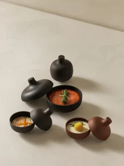 Design House Stockholm Sand bowl with lid S Ø8.2 cm, clay Black Sale