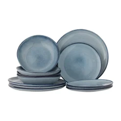 Bloomingville Sandrine Dinnerware Set 12 Pieces, Blue Outlet