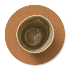 LIND DNA Serene coaster circle Ø10 cm, Nature BrownOrange Hot