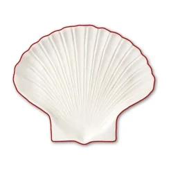 Byon Shell Line side plate S 13x16 cm, White-red Pink Sale