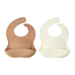 Scandi Living Silly bib silicone 2-pack, Vanilla-hazelnut WhiteBrown
