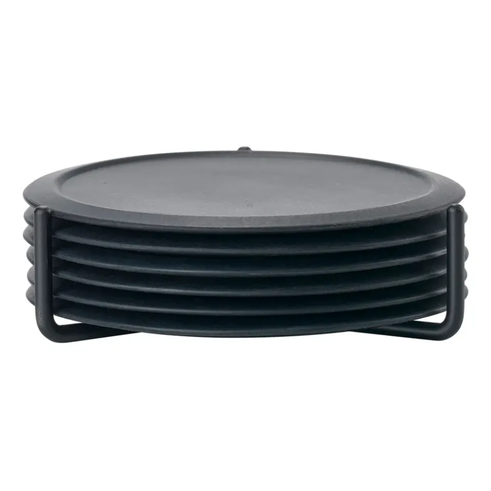 Zone Denmark Singles coaster 6-pack with holder, Black Outlet