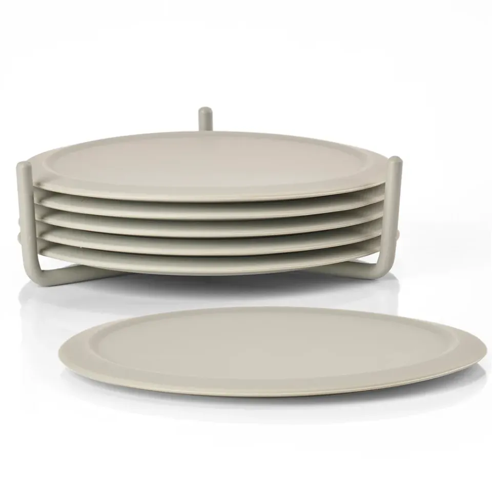Zone Denmark Singles coaster 6-pack with holder, mud Grey Discount