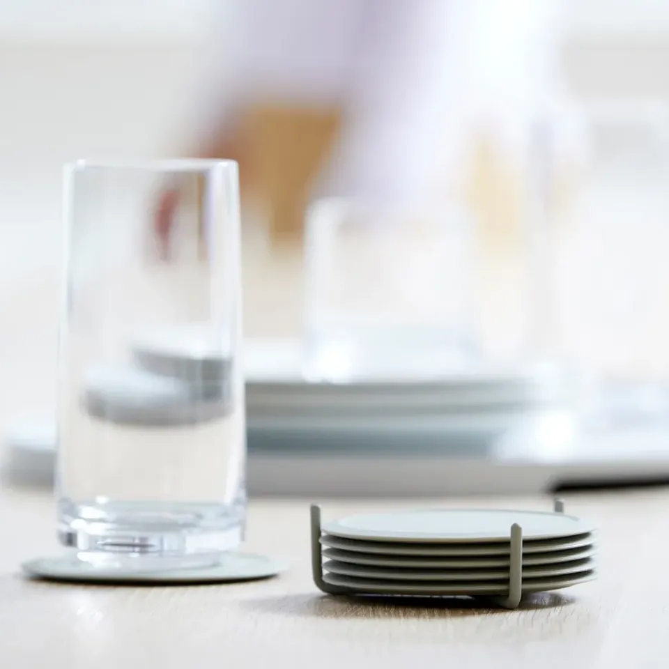 Zone Denmark Singles coaster 6-pack with holder, mud Grey Discount