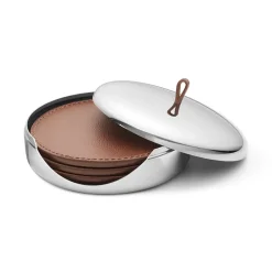 Georg Jensen Sky coaster 4-pack, t leather Brown Hot