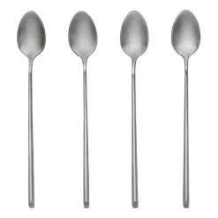 Broste Copenhagen Sletten spoon long 4-pack, Full satin forged Silver-coloured Discount