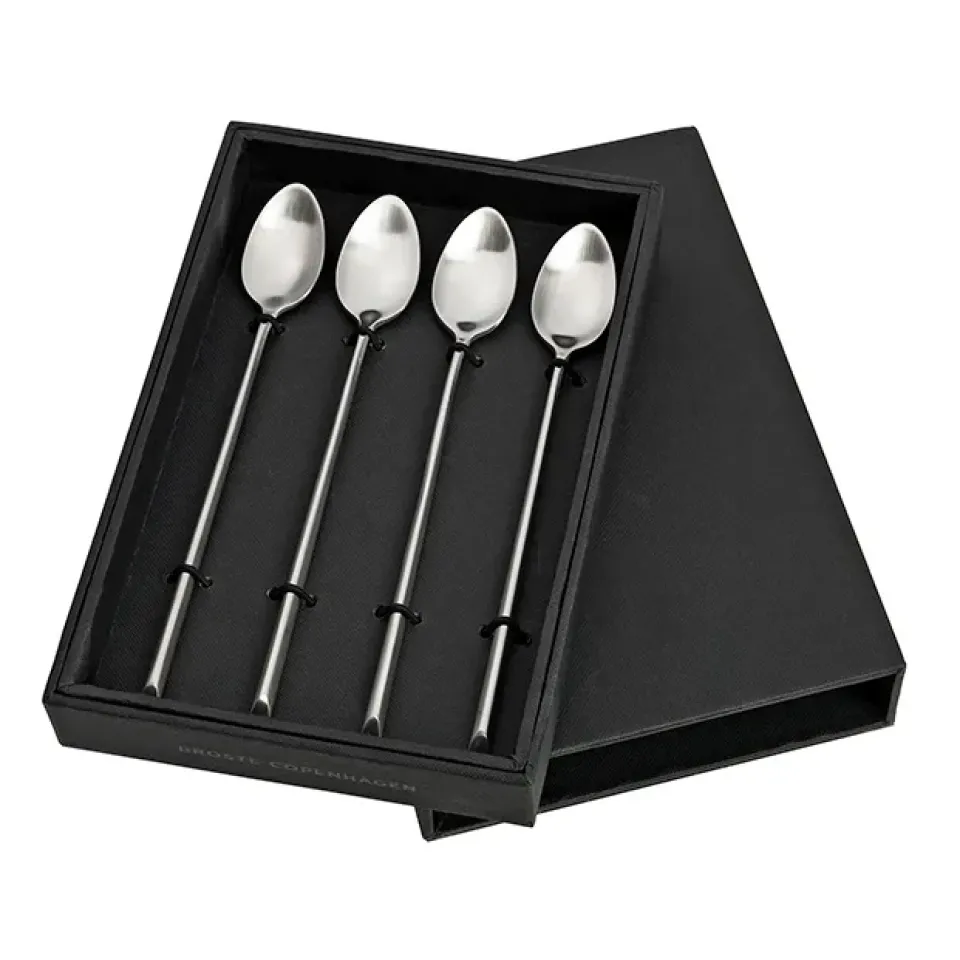 Broste Copenhagen Sletten spoon long 4-pack, Full satin forged Silver-coloured Discount
