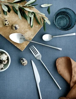 Broste Copenhagen Sletten teaspoon, Full satin forged Silver-coloured