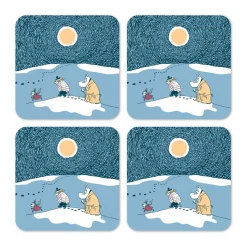 Opto Design Snow moonlight coaster winter 2021 4-pack, 9x9 cm Blue Outlet