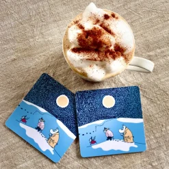 Opto Design Snow moonlight coaster winter 2021 4-pack, 9x9 cm Blue Outlet