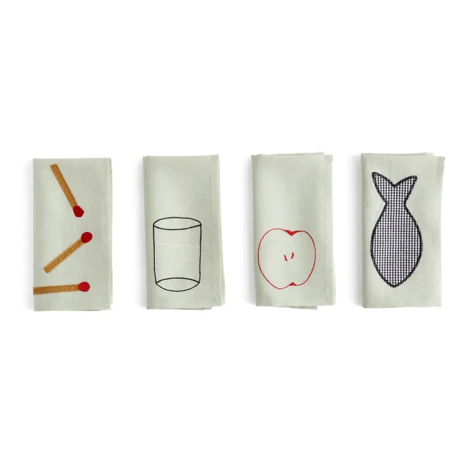 HAY Sobremesa linnen napkin 45x45 cm 4-pack, Green Outlet