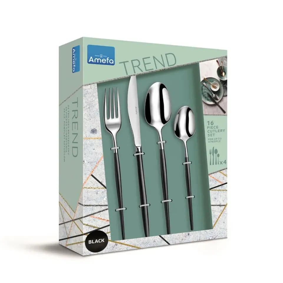 Amefa Soprano cutlery set 16 pieces, Black Clearance