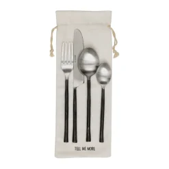 Tell Me More Steel cutlery set 4 pieces, Polished steel Silver-colouredBlack Clearance