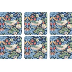 Pimpernel Strawberry Thief coaster 6-pack, Blue Outlet