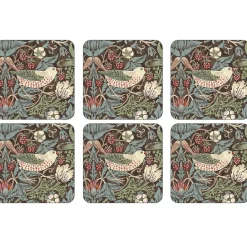 Pimpernel Strawberry Thief coaster 6-pack, Brown Hot