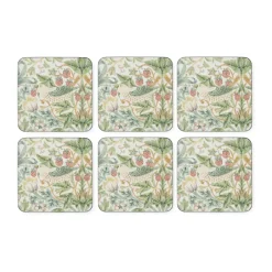 Pimpernel Strawberry Thief coaster 6-pack, Green Multi Online