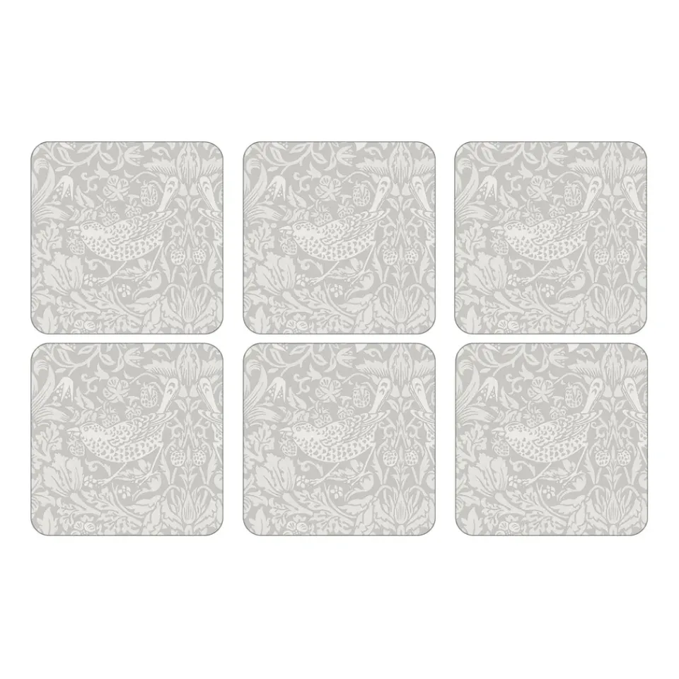 Pimpernel Strawberry Thief coaster 6-pack, Grey