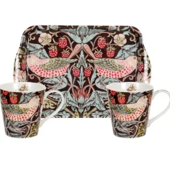 Pimpernel Strawberry Thief mug and tray set, Brown New