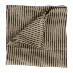 Olsson & Jensen Stripe linen napkin 45x45 cm, Black Sand BlackBeige Discount