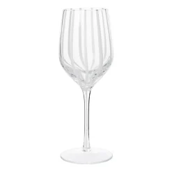 Broste Copenhagen Stripe white wine glass 35 cl, Clear-white stripes TransparentWhite Online