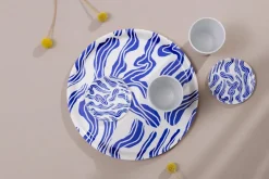 Åry Home Sudd coaster Ø11 cm 4-pack, Blue-white BlueWhite Discount