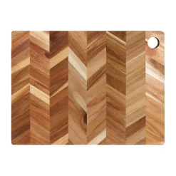 Aida Tapas/pizza cutting board fish bone pattern 35x48 cm, Acacia tree Brown Outlet