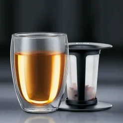Bodum Tea For One glass with tea strainer, Black Sale